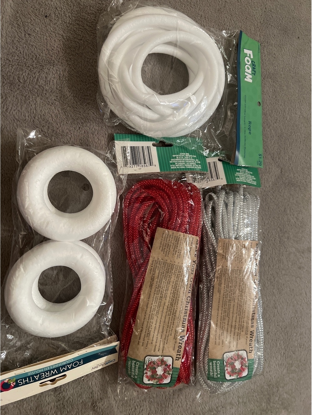 Craft Foam Wreaths and Mesh Tube Rope Kit for DIY Christmas Wreaths
